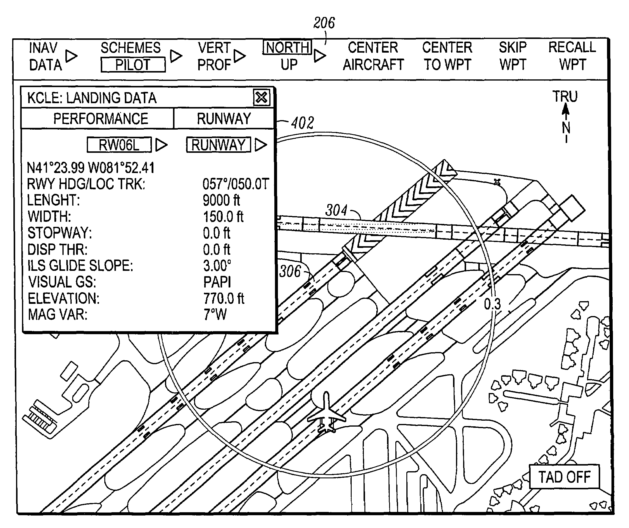 Method and apparatus to display landing performance data