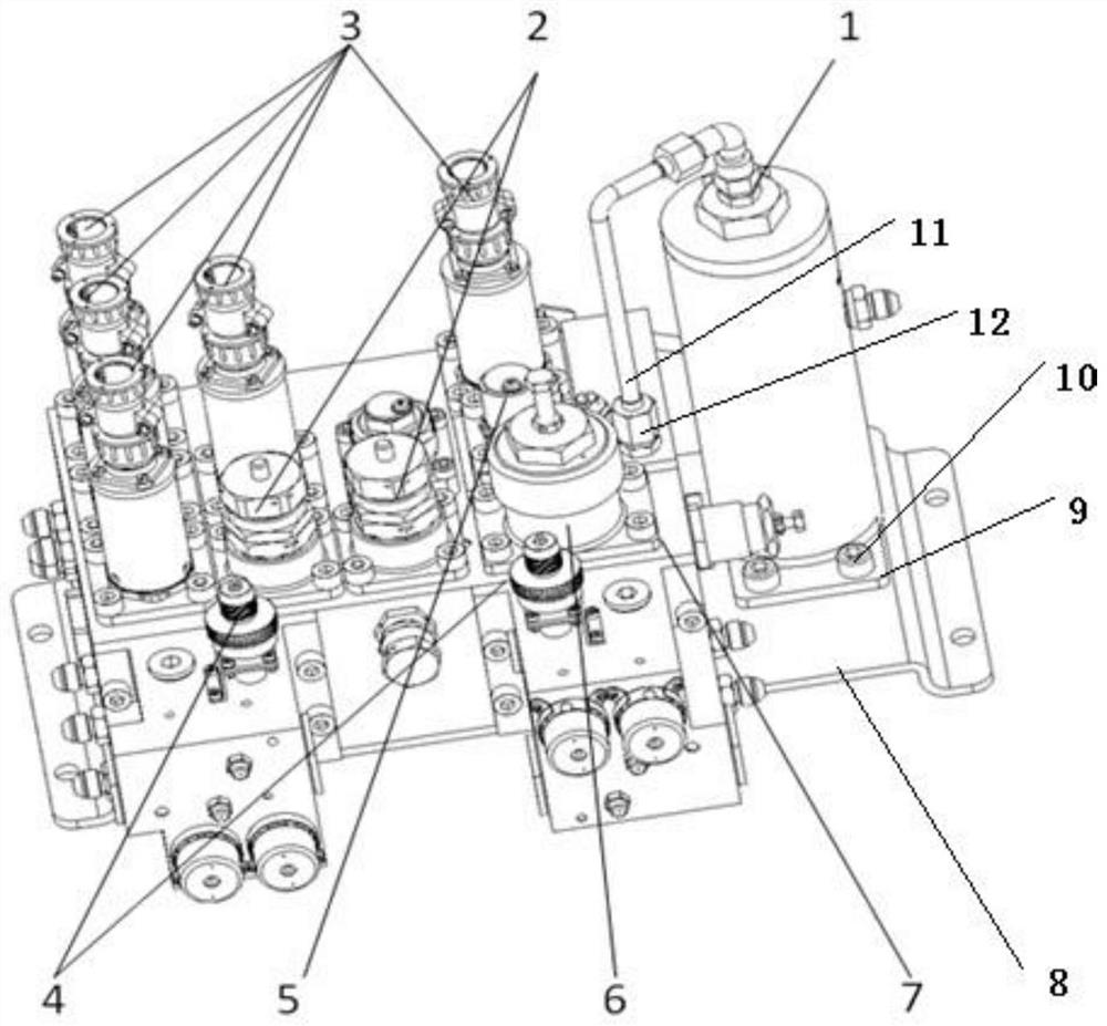 Combination valve group for compressed air treatment for armored vehicles