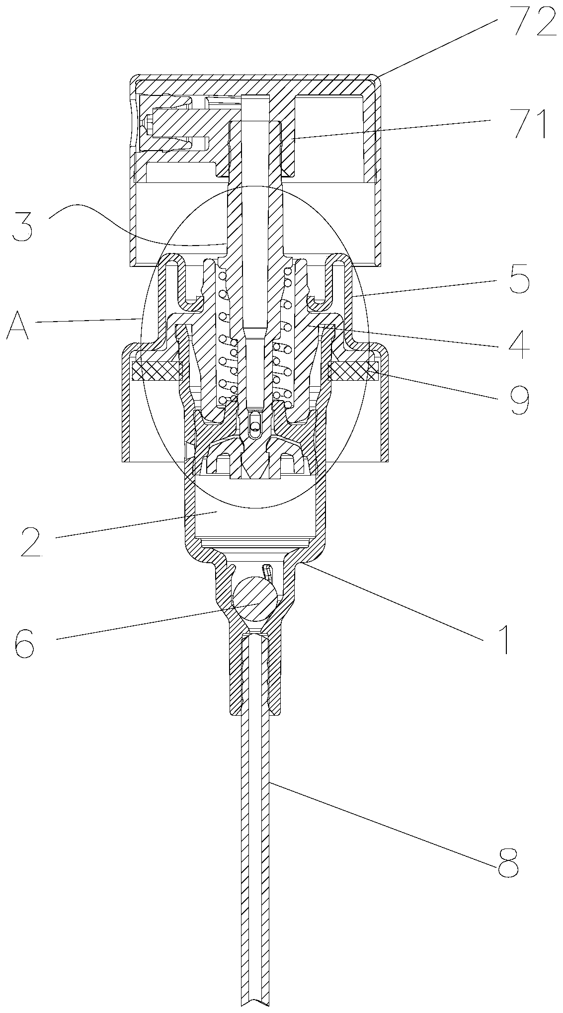 Spring external type perfume pump structure