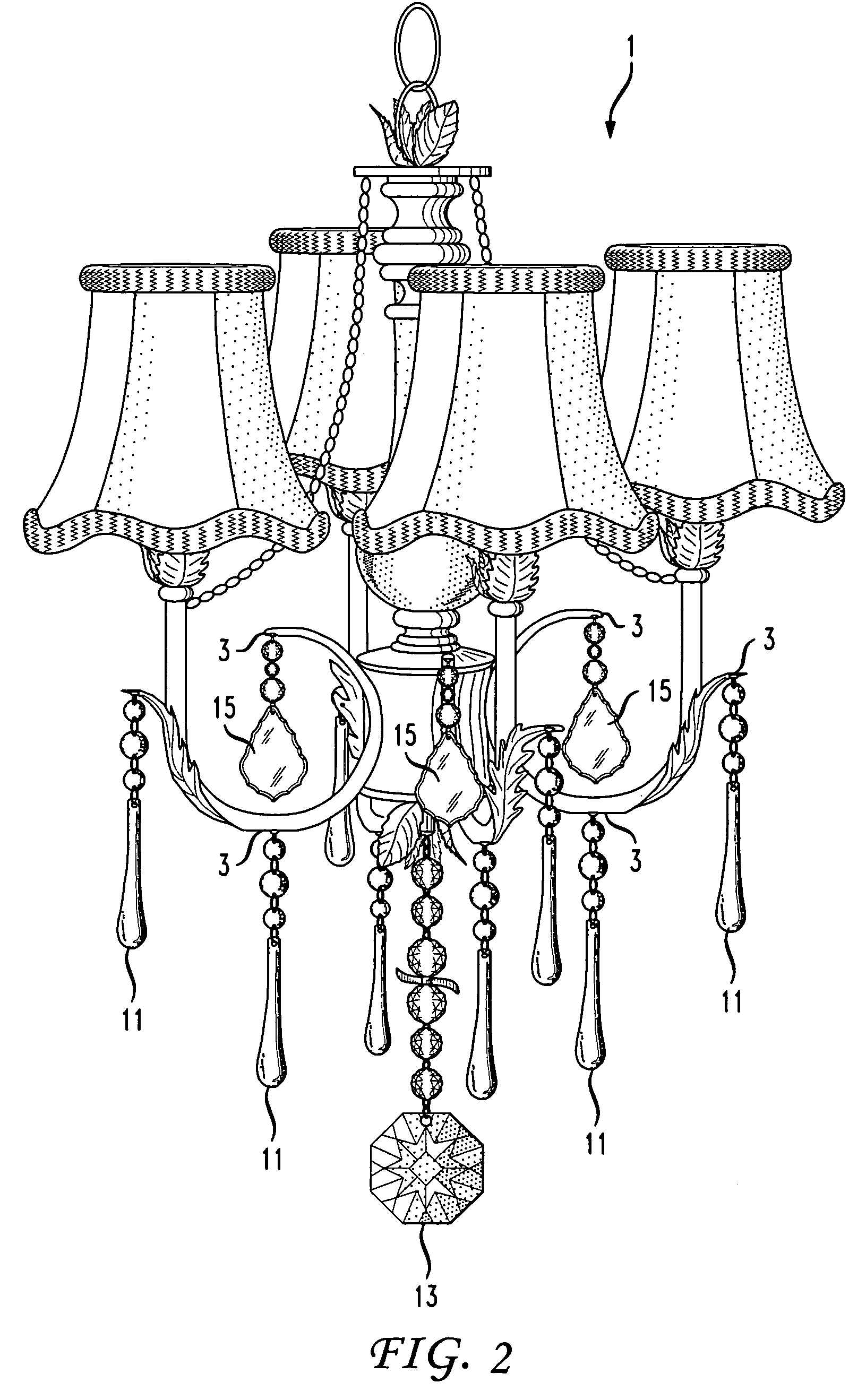 Interchangeable adornments for chandeliers and the like