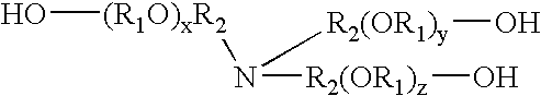 Compositions containing trialkanolamine alkoxylate buffer