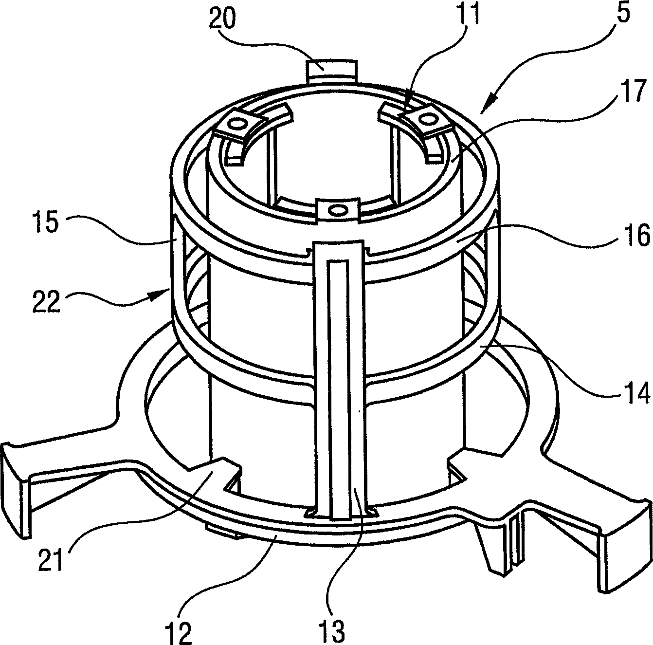 Device for retaining a fuel pump in a fuel container