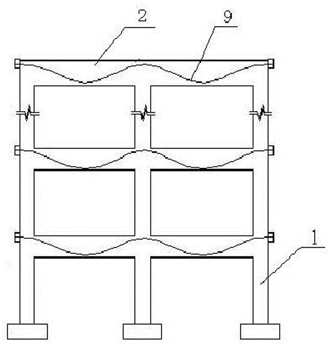 Composite beam frame with different strength composite column and built-in core column and its construction method