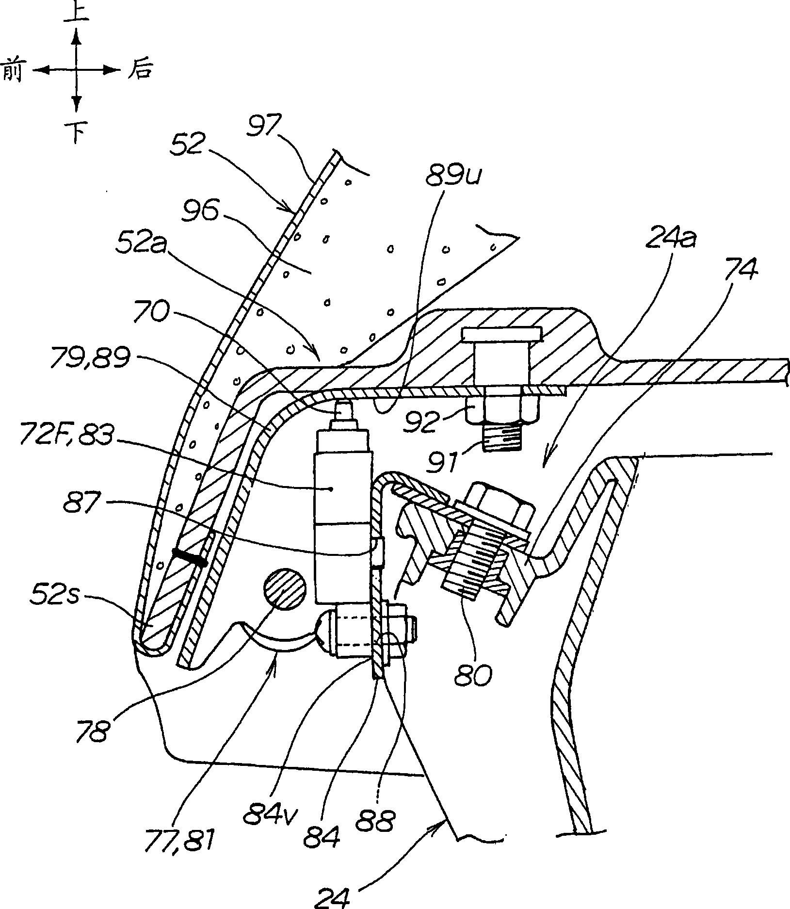 Boarding detection structure for vehicle