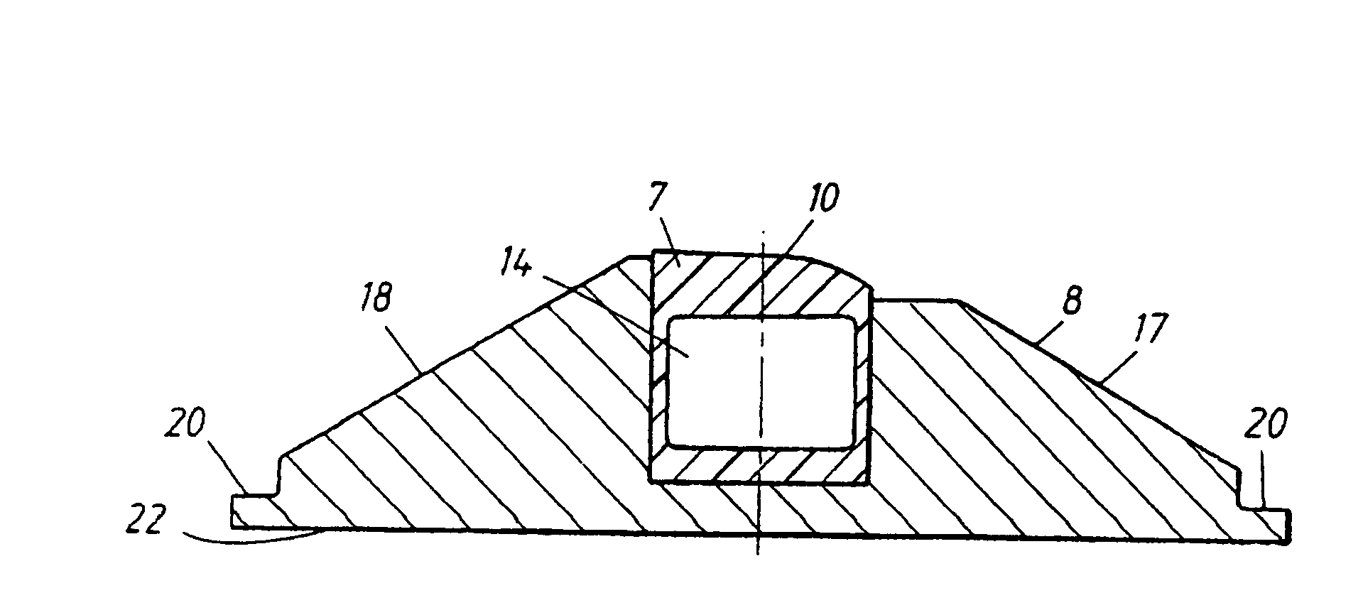 Support body, holding device therefor, apparatus with said body for treatment of a web, and methods of forming an extended nip in the apparatus and controlling load in the nip