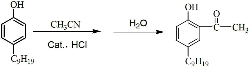 Technique for synthesizing 2-hydroxy-5-tert octyl acetophenone