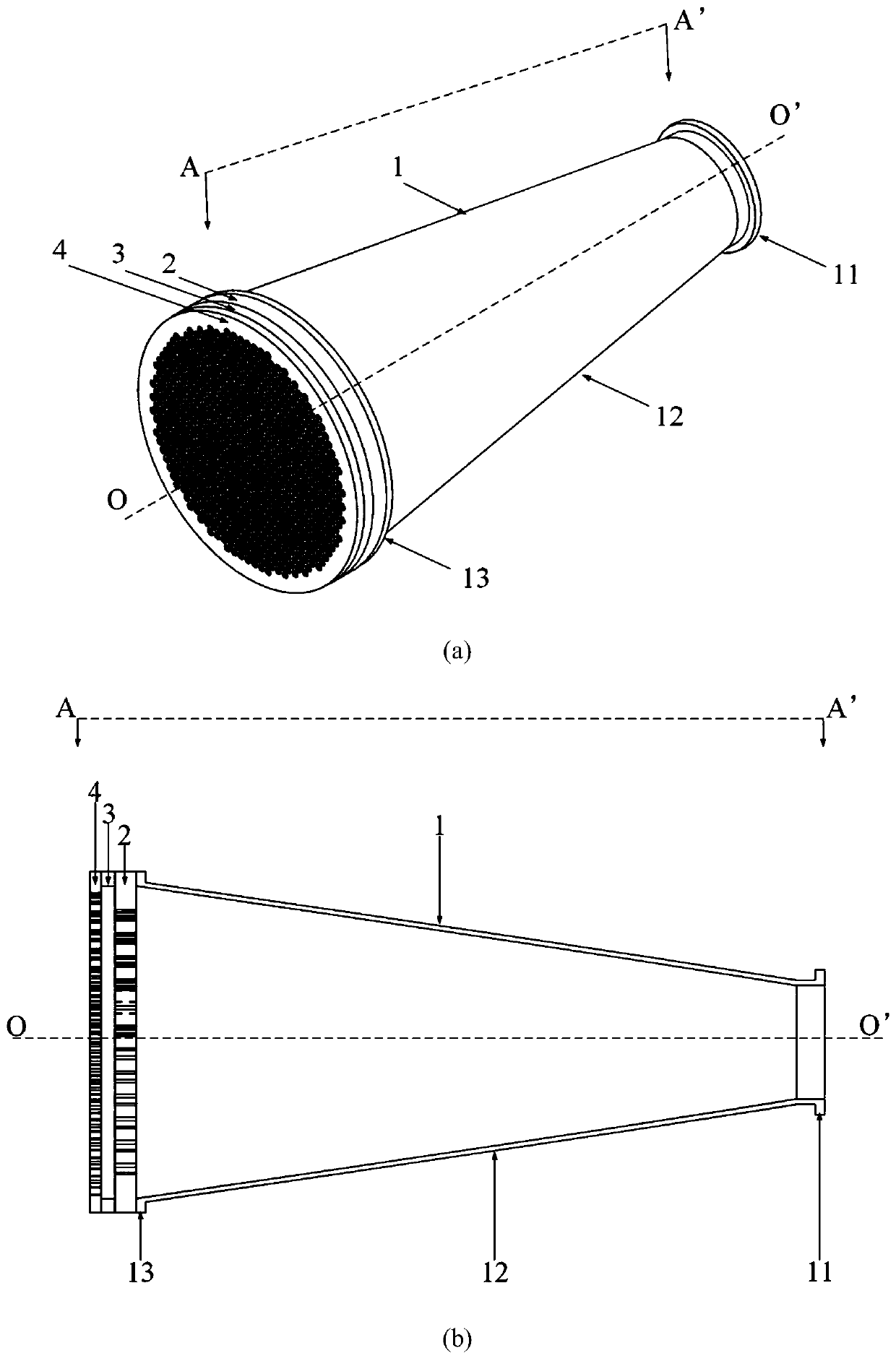 High-power mode conversion super-lens antenna capable of realizing beam deflection