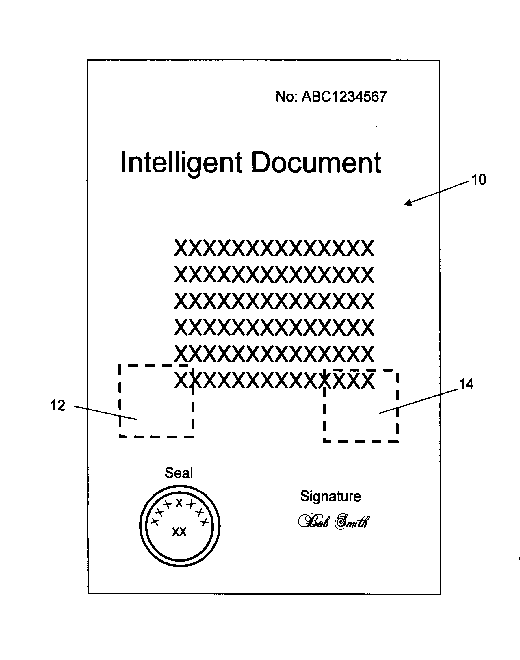 Intelligent document with stored text and image