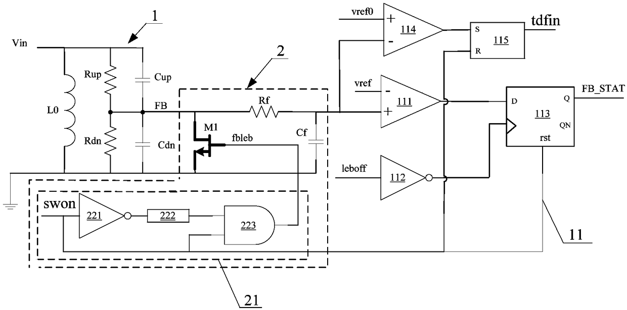 The anti-interference detection circuit of the feedback pin of the led driver chip