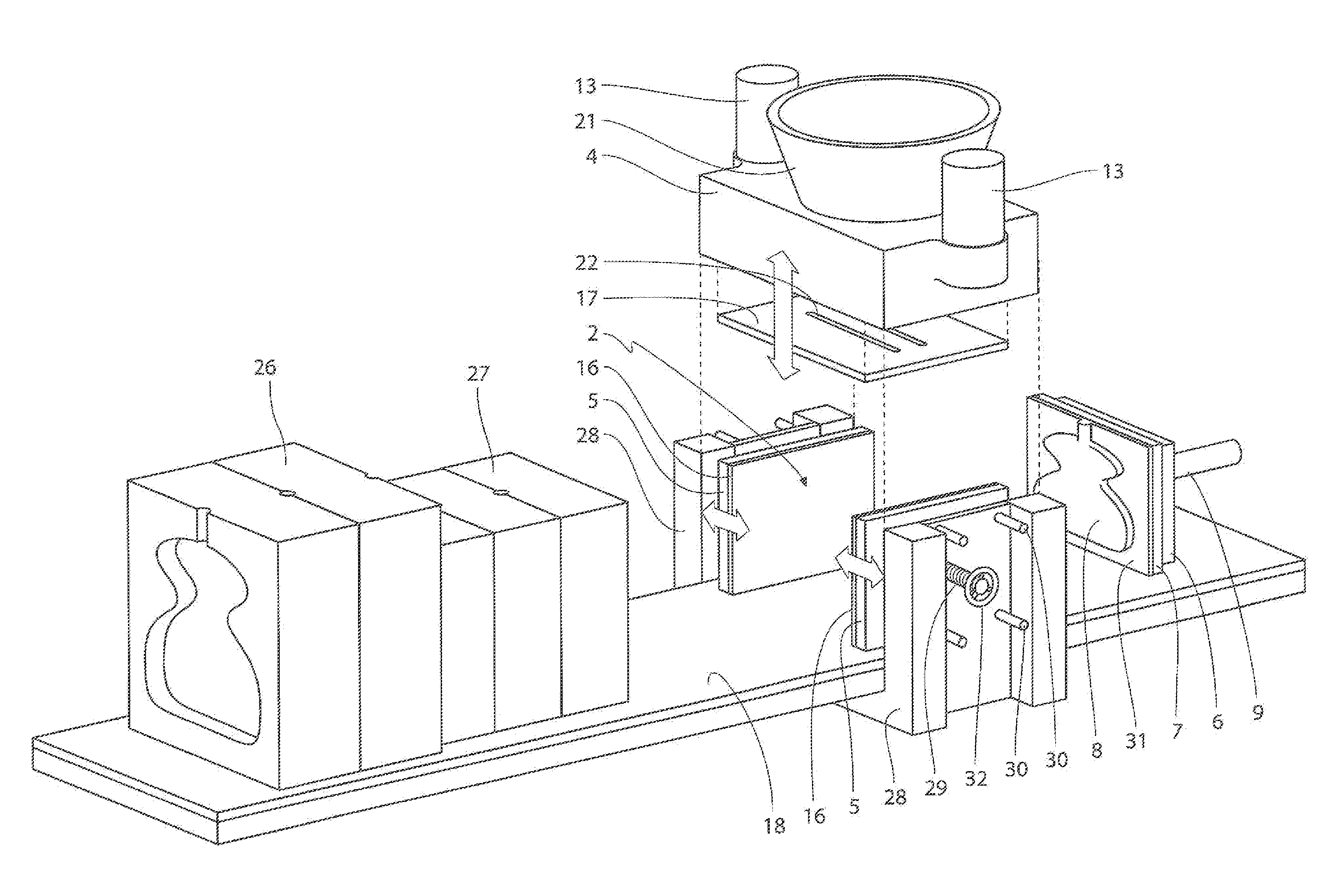 Moulding Chamber Arrangement for a Mould-String Plant