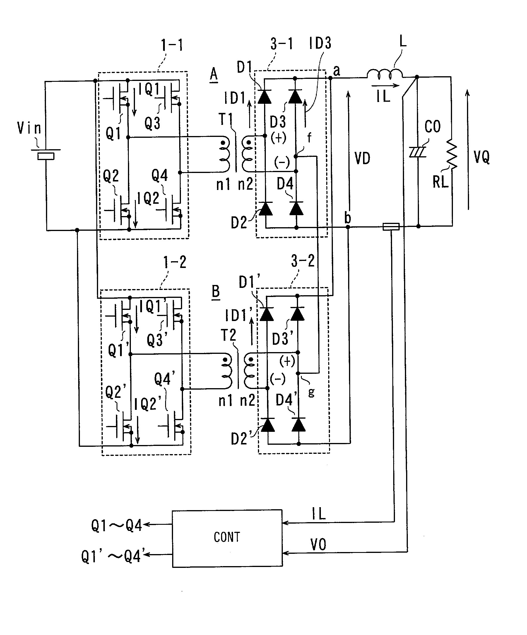 DC power supply device with constant power output level