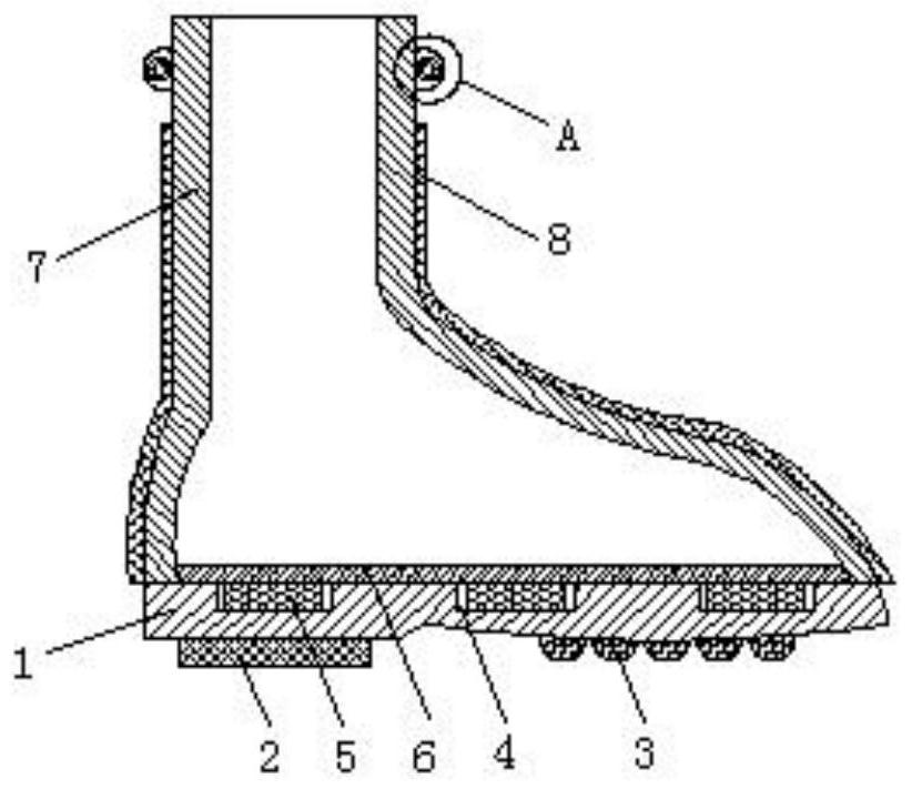 Rubber shoe with good anti-fracture effect and antibacterial and deodorant functions