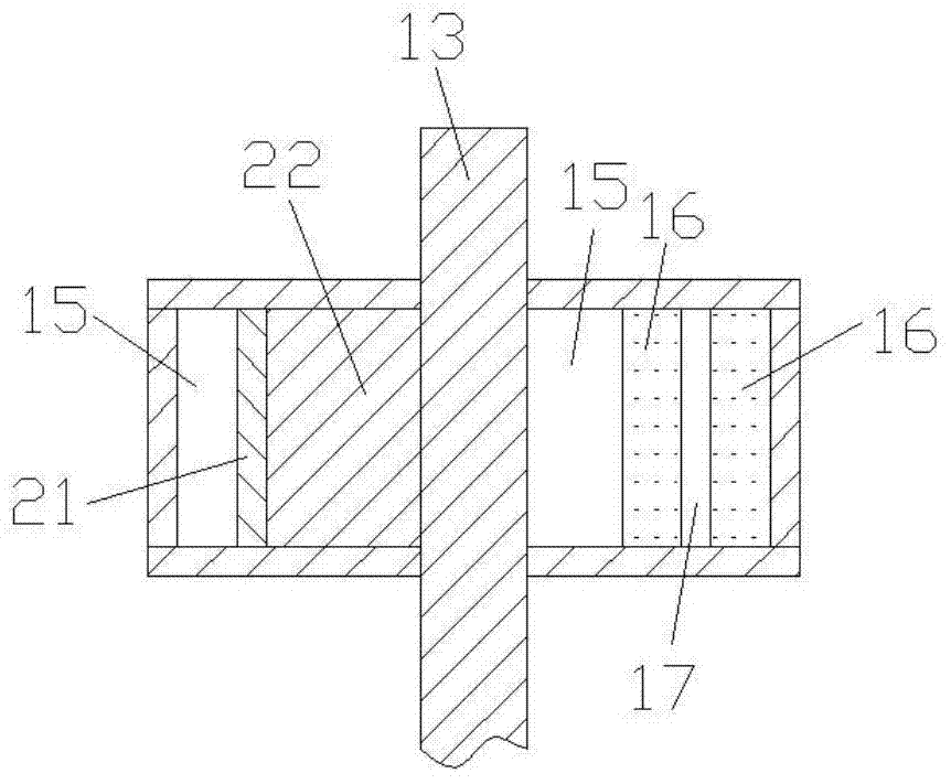 Pneumatic adjusting mechanism with penetrating pipes