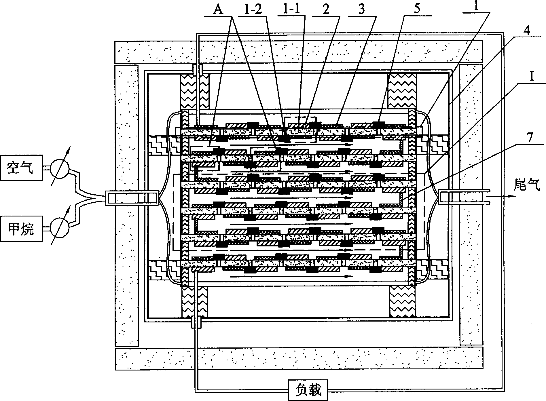 Group battery composed of single air chamber solid oxide fuel cell