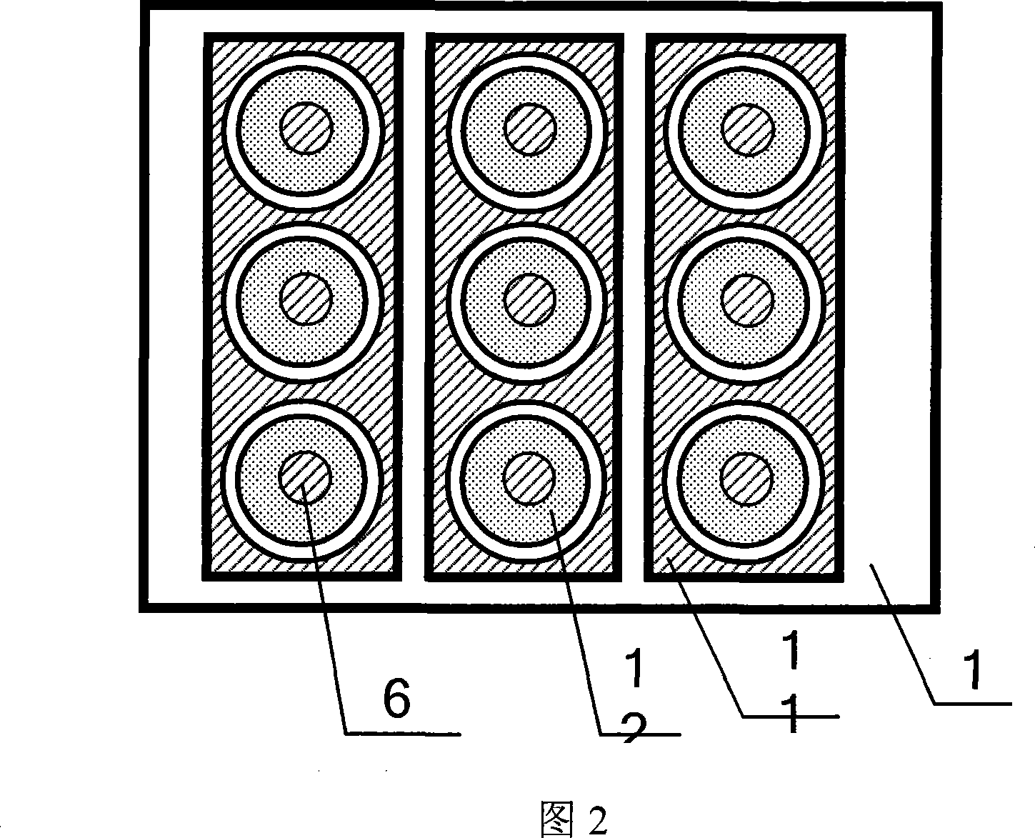 Planar display device with triangular bottom-grid controlled cathode structure and its production