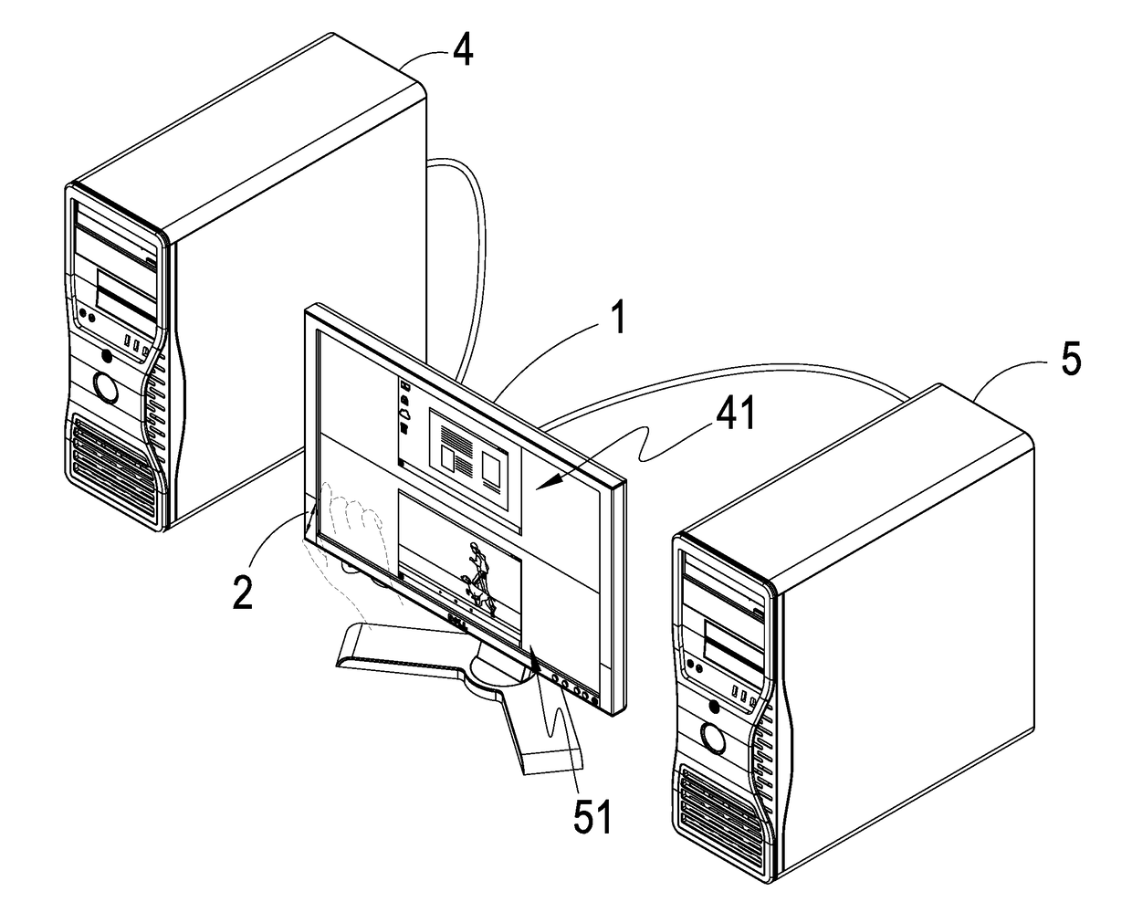 Display system shared among computers