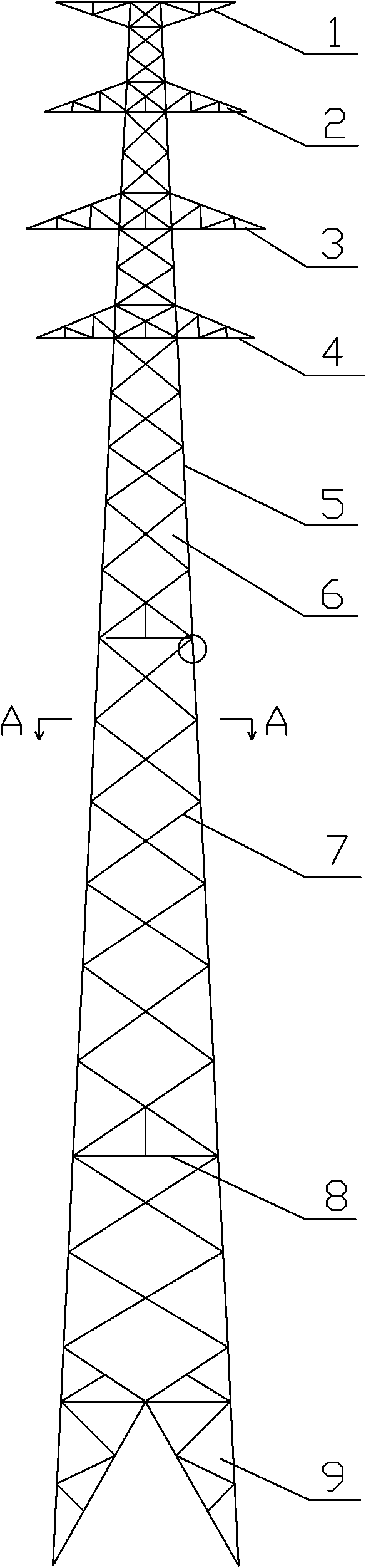 Four-pipe tower of power transmission line