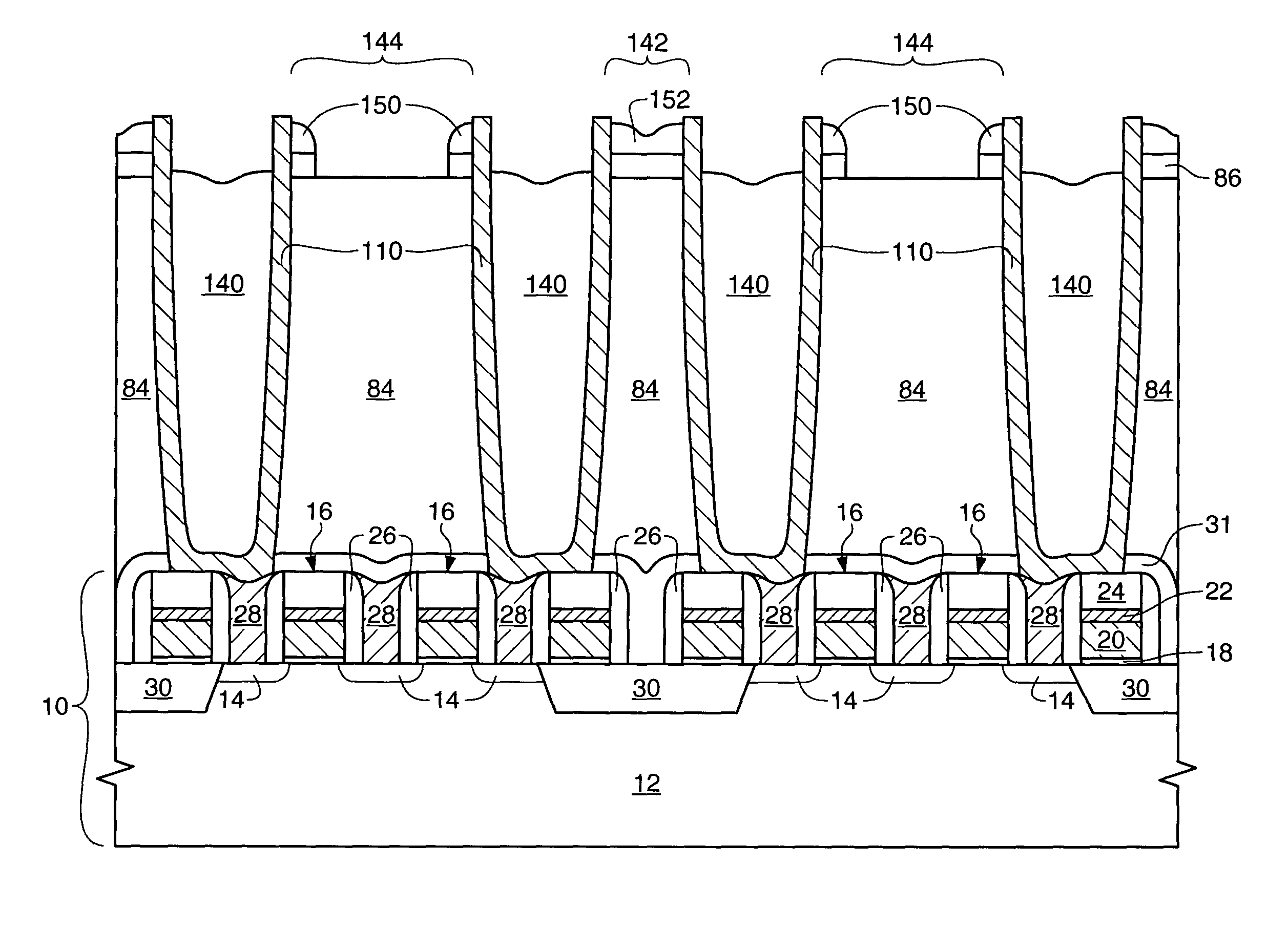 Support for vertically oriented capacitors during the formation of a semiconductor device