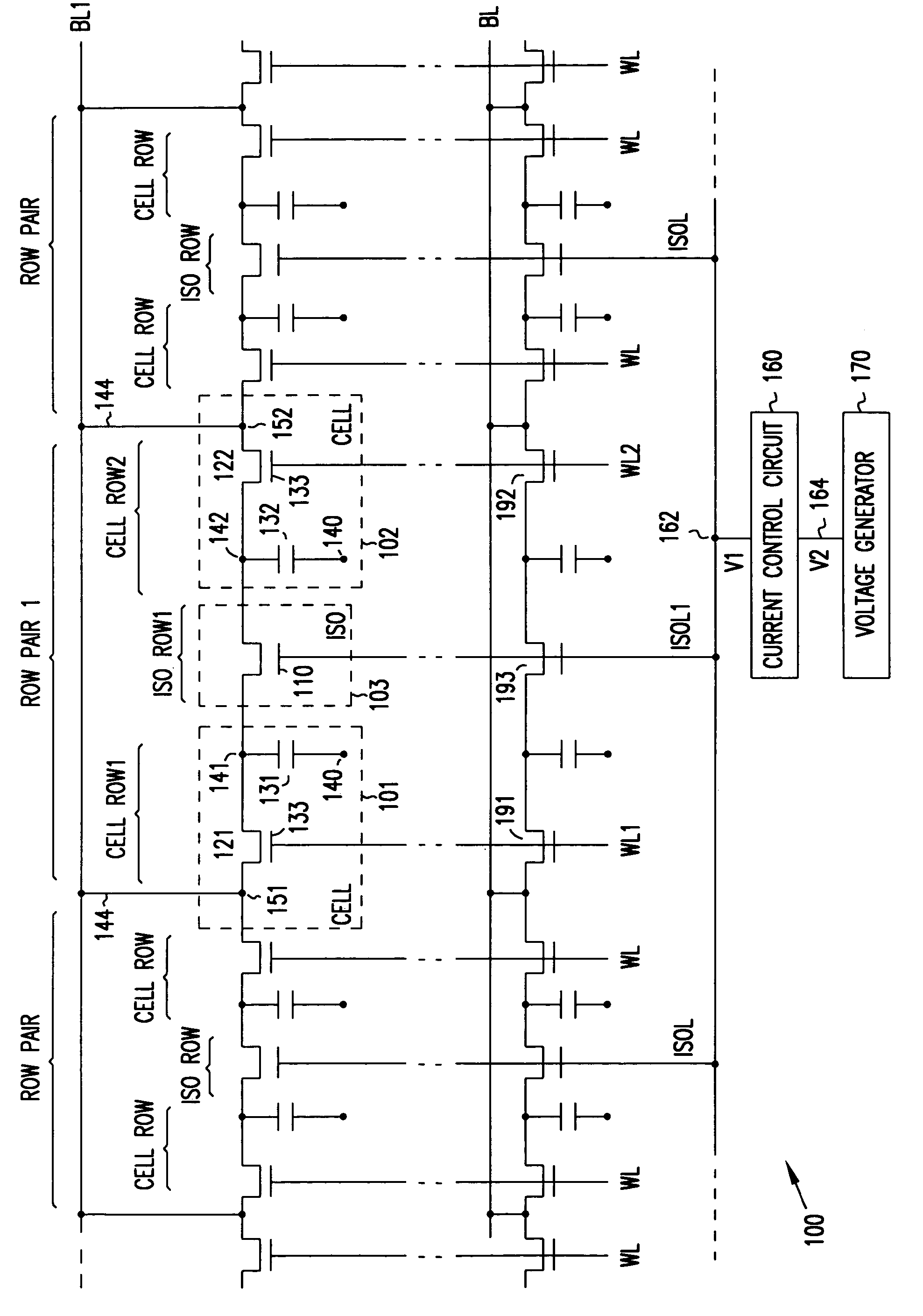 Isolation device over field in a memory device