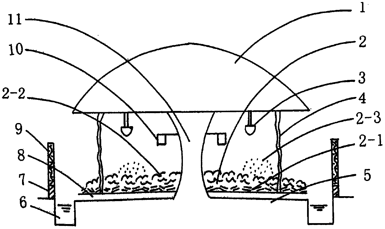 Device for breeding frogs with compost under banyan