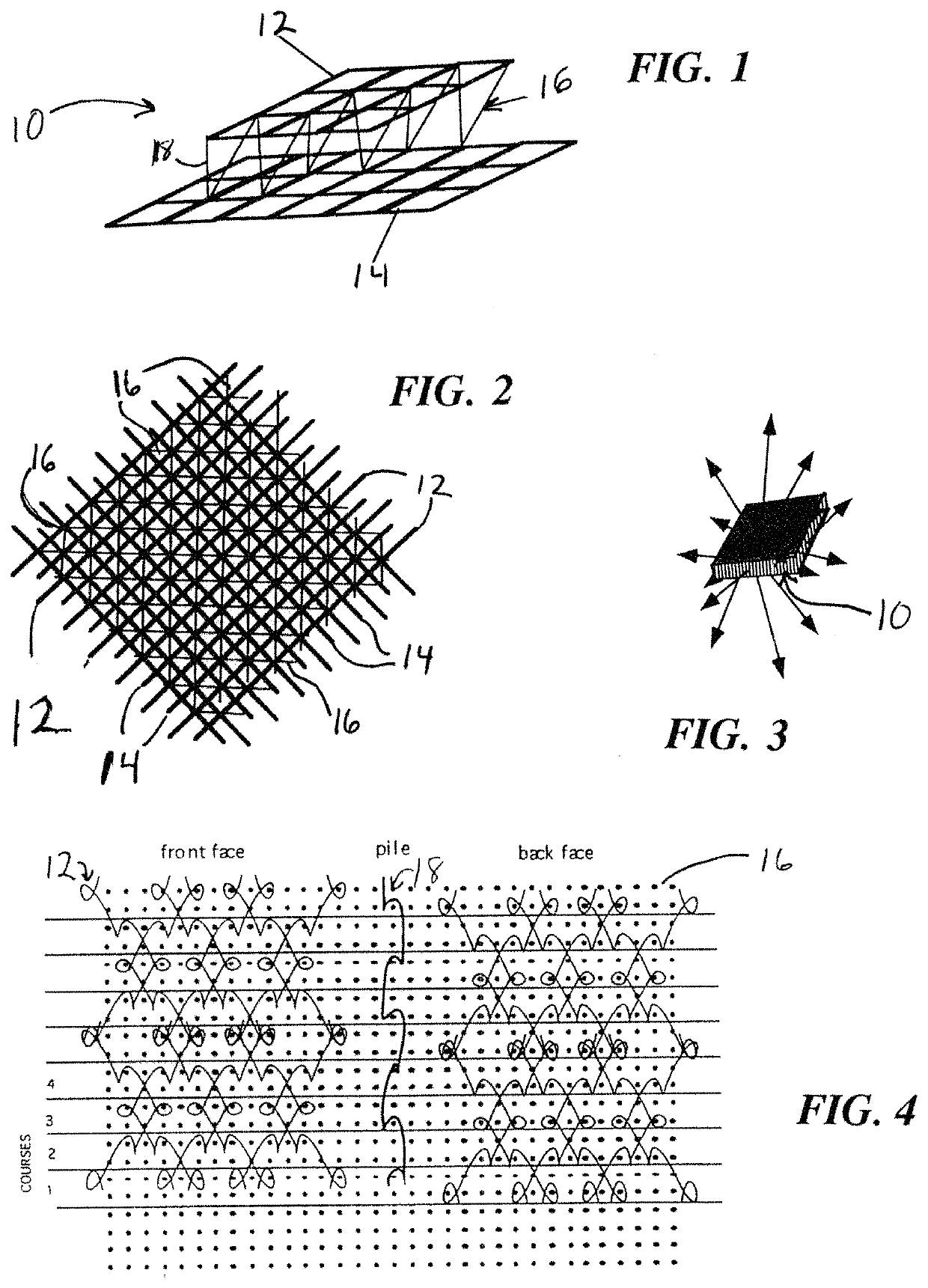 Three-dimensional, knitted, multi-spectral electro-magnetic detection resistant, camouflaging textile