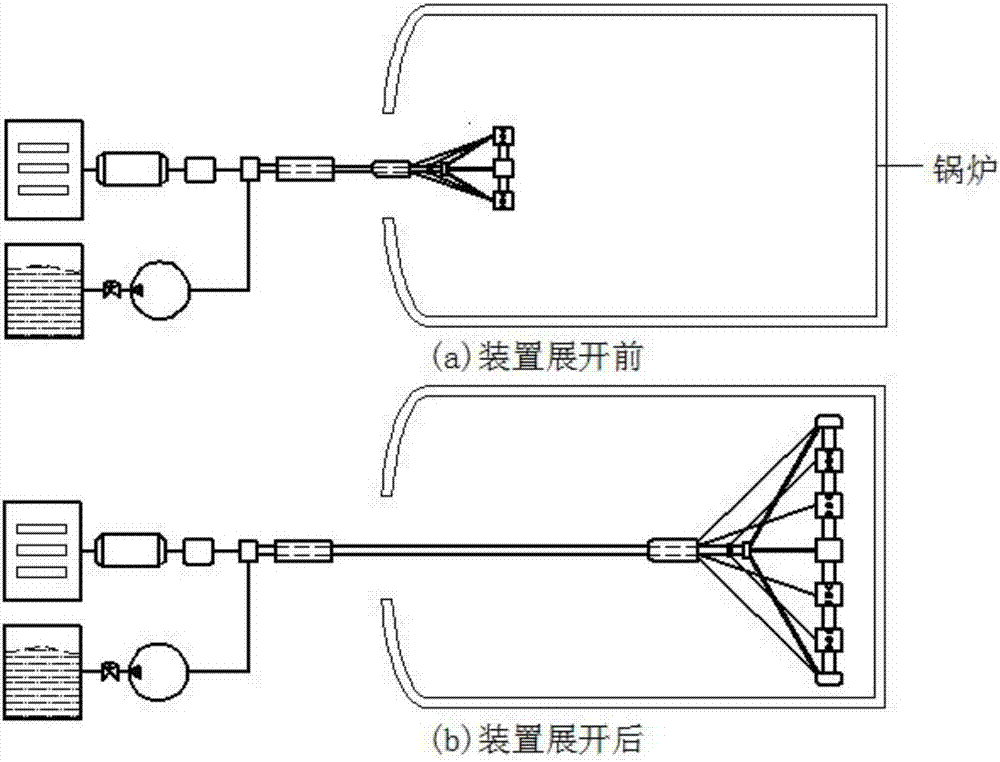 Water-jetting limescale removing method and device