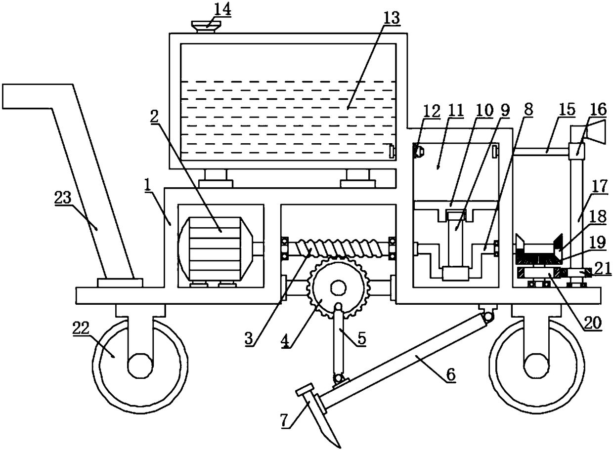 Agricultural hoeing and pesticide spraying integrated device