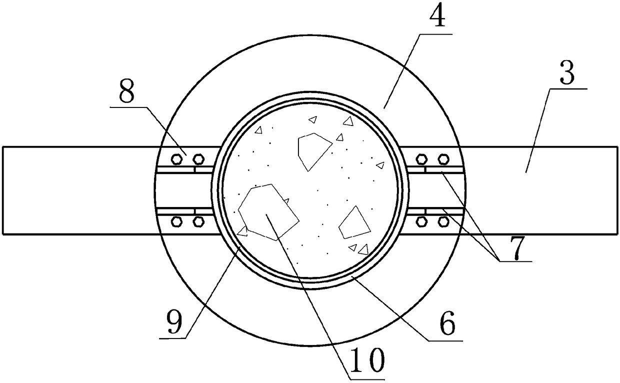 Double narrow ring plate-frp joint of thin-walled steel pipe recycled mixed columns and steel beams