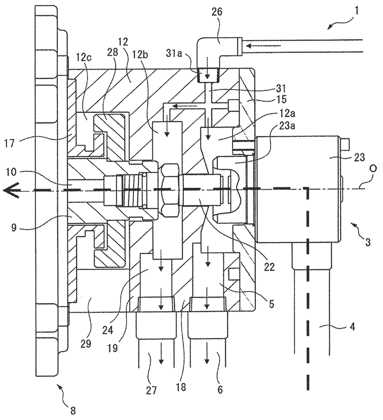 Rotary joint support structure spindle of machine tool, and electric motor