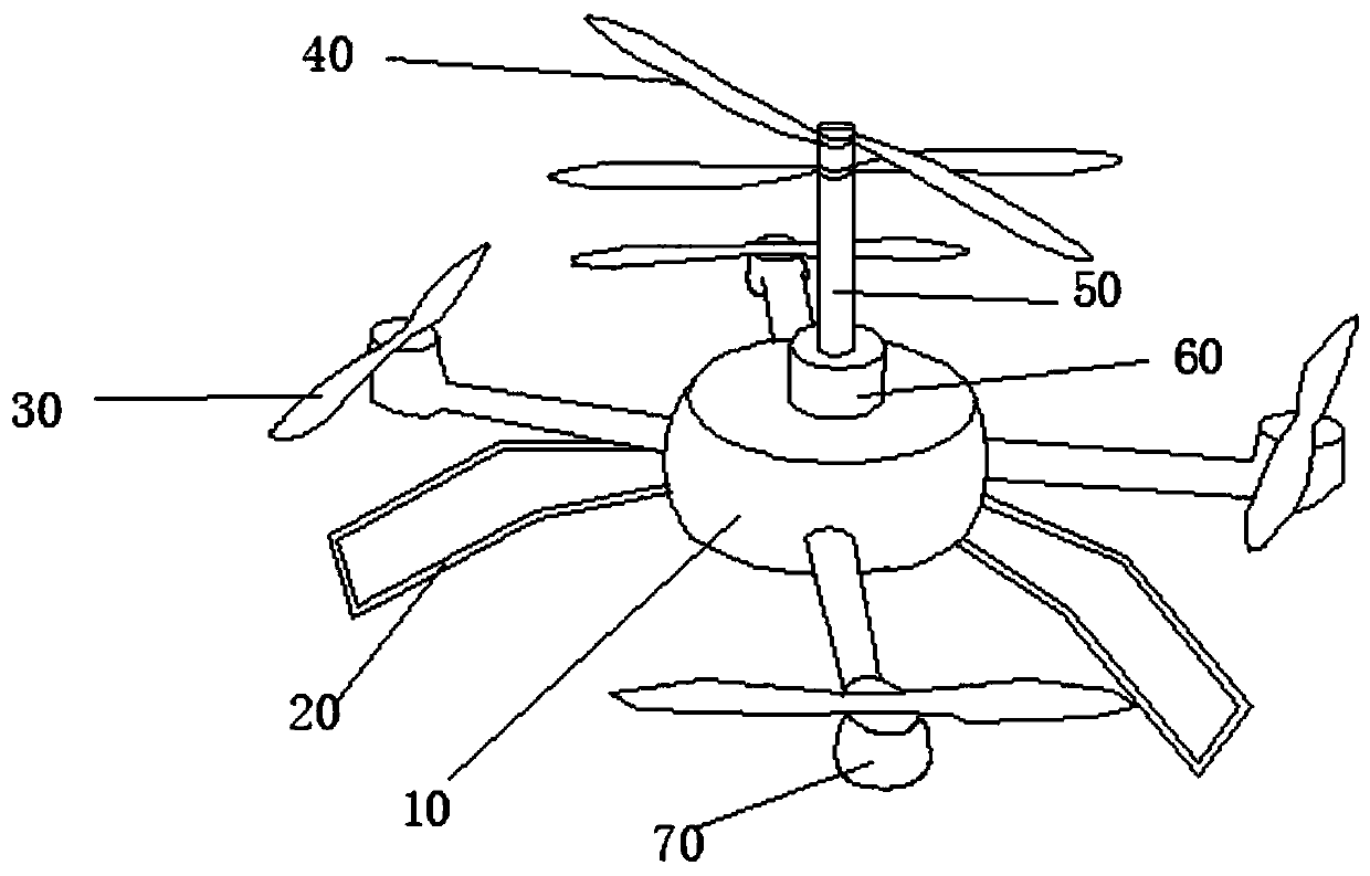 Hybrid power unmanned aerial vehicle with two kinds of rotors and control method thereof