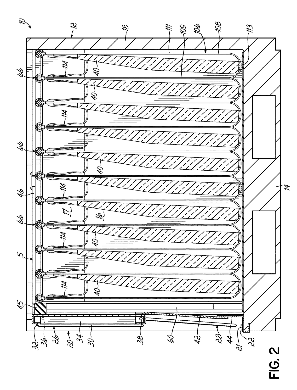 Container having generally L-shaped slotted tracks to facilitate movement of dunnage