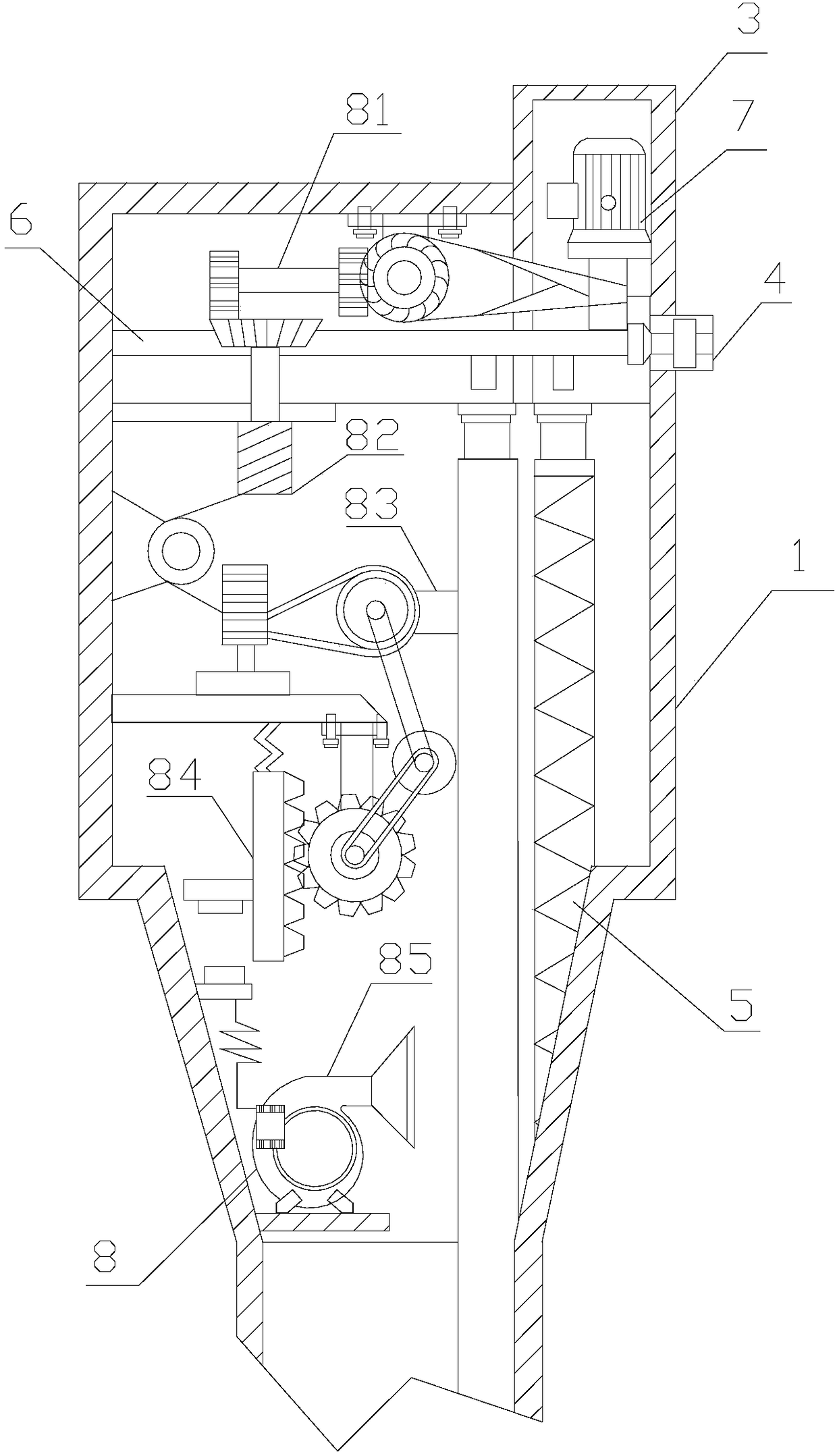 Novel dust removing device for wood processing