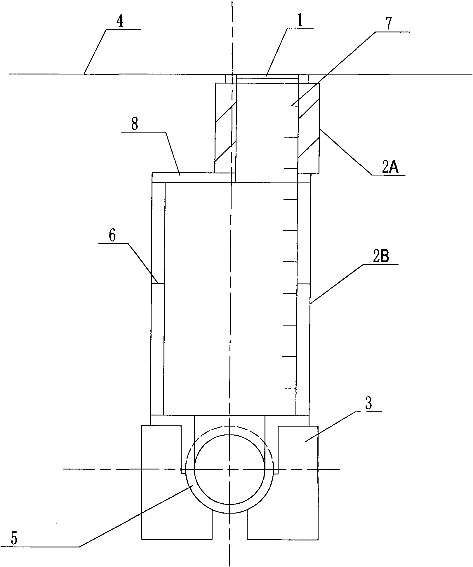 Submersed type inspection well and construction method thereof