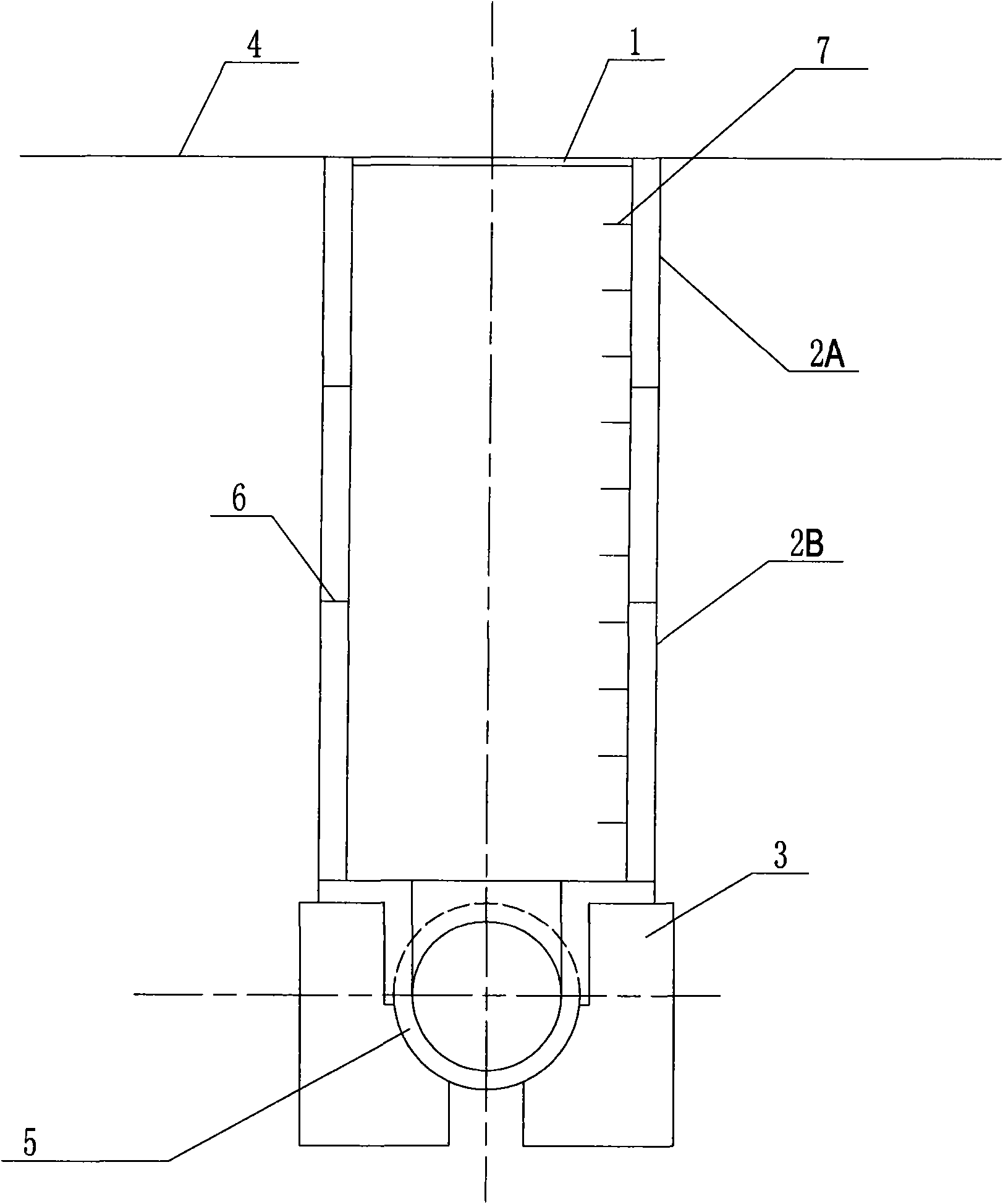 Submersed type inspection well and construction method thereof
