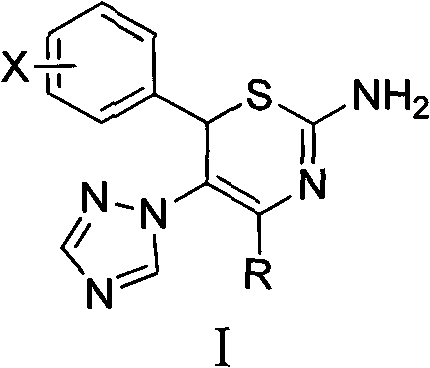 4-alkyl-6-aryl-5-(1, 2, 4-triazole-1-yl)-2-amino-1, 3-thiazine and application thereof