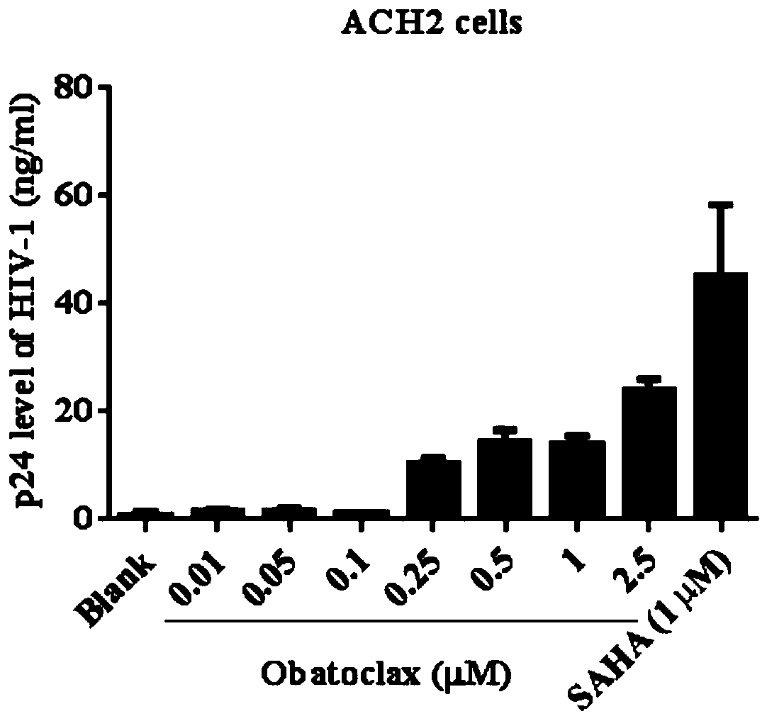 Application of Obatoclax in preparation of HIV-1 latent infection reversal agent
