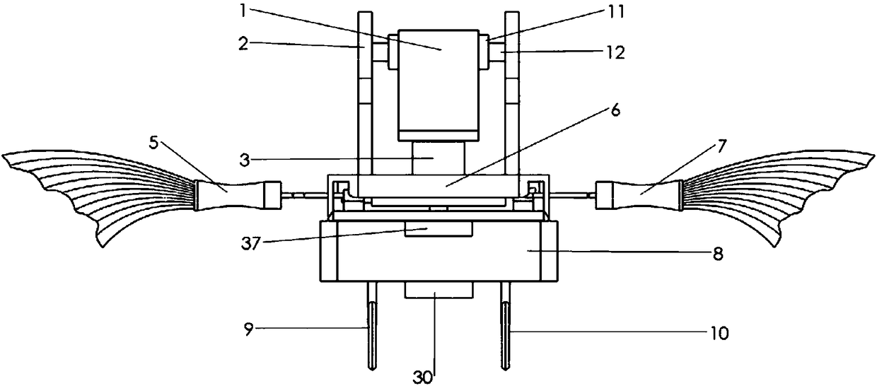 Bionic robotic fish pitching adjusting device