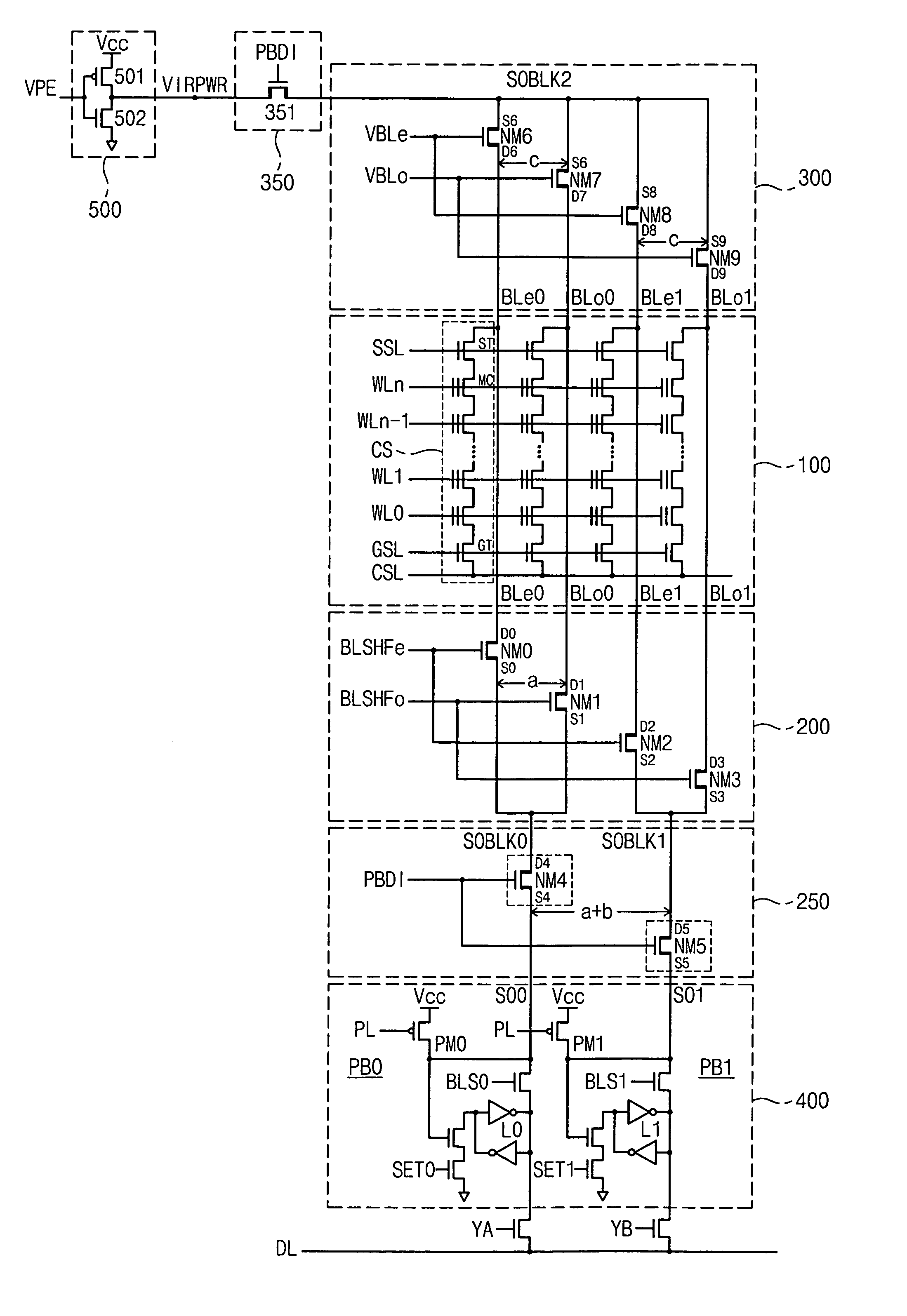 Nonvolatile memory device for preventing bitline high voltage from discharge