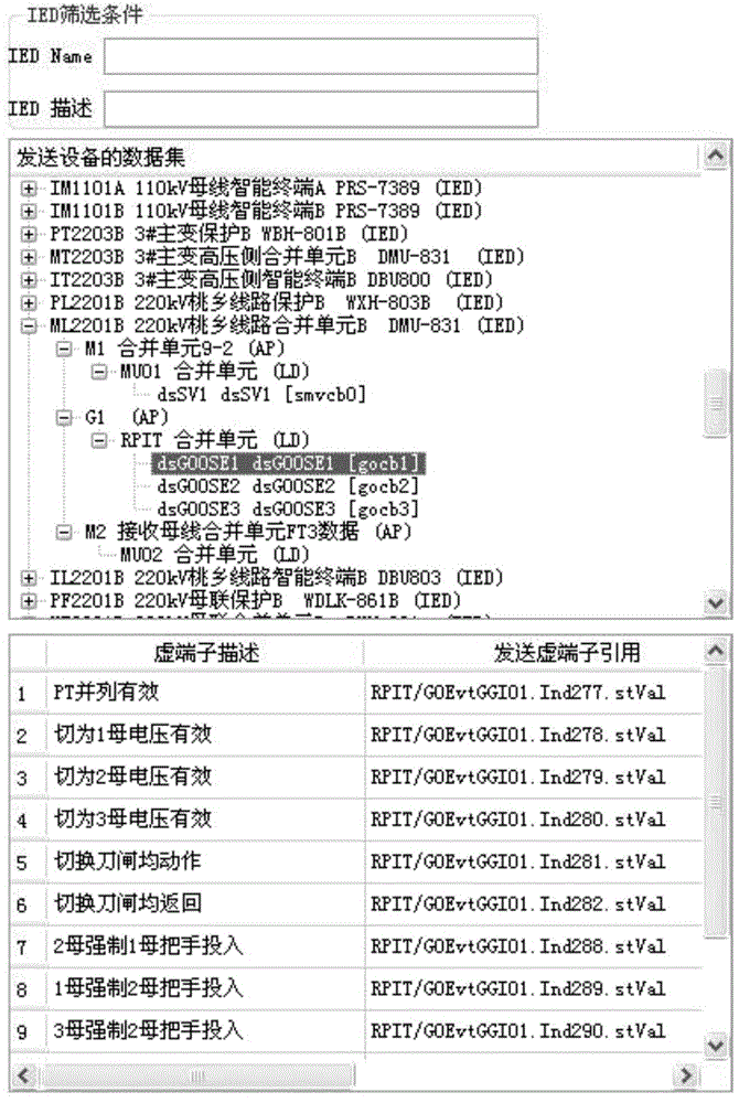 Graphical generation method of equipment input virtual terminal in smart substation scd