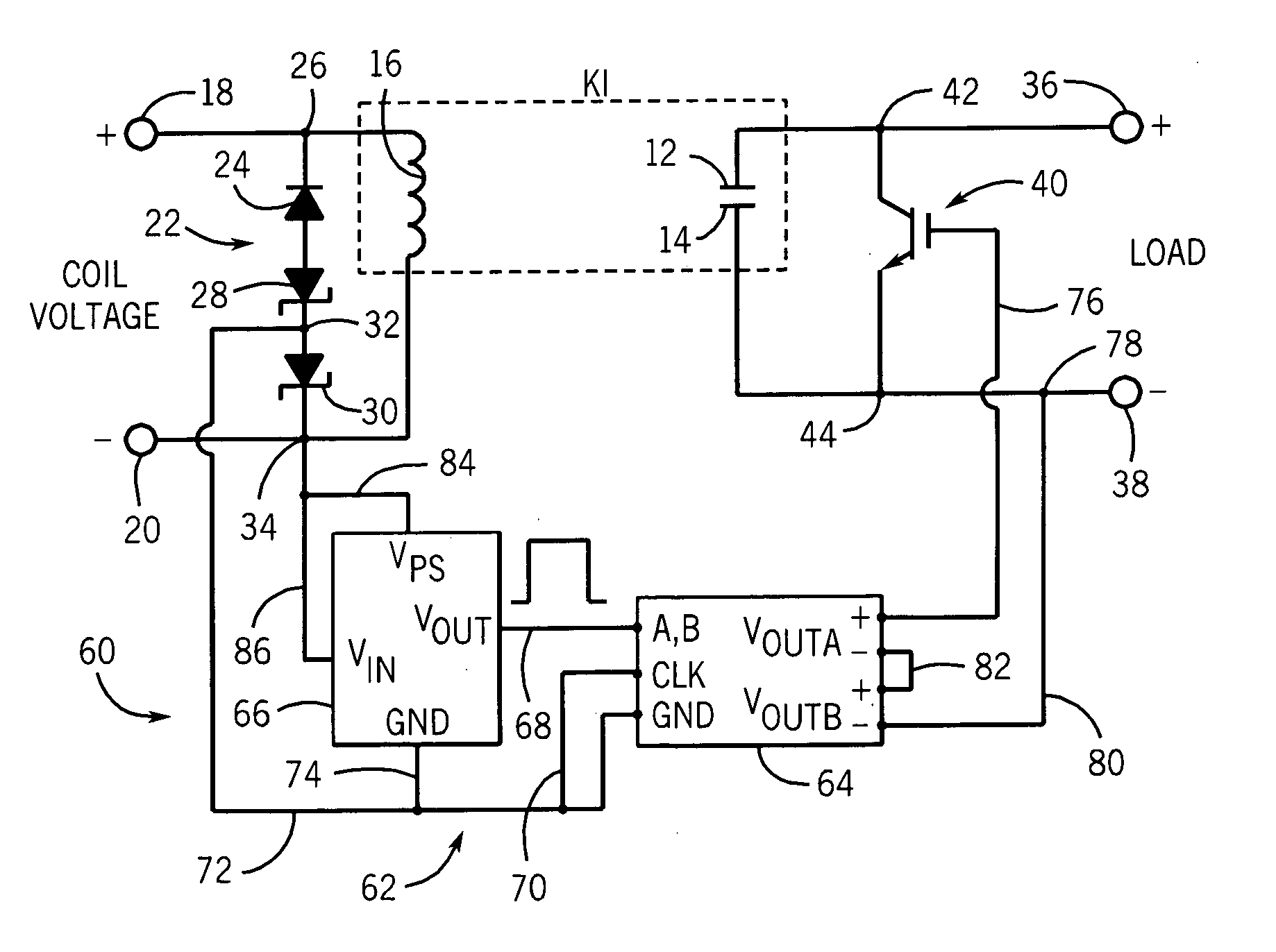 Bypass circuit to prevent arcing in a switching device