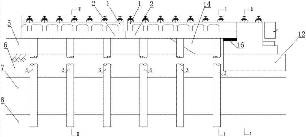 Independent pier-column-type rail-beam transition section structure for medium-low speed maglev single-line filling section