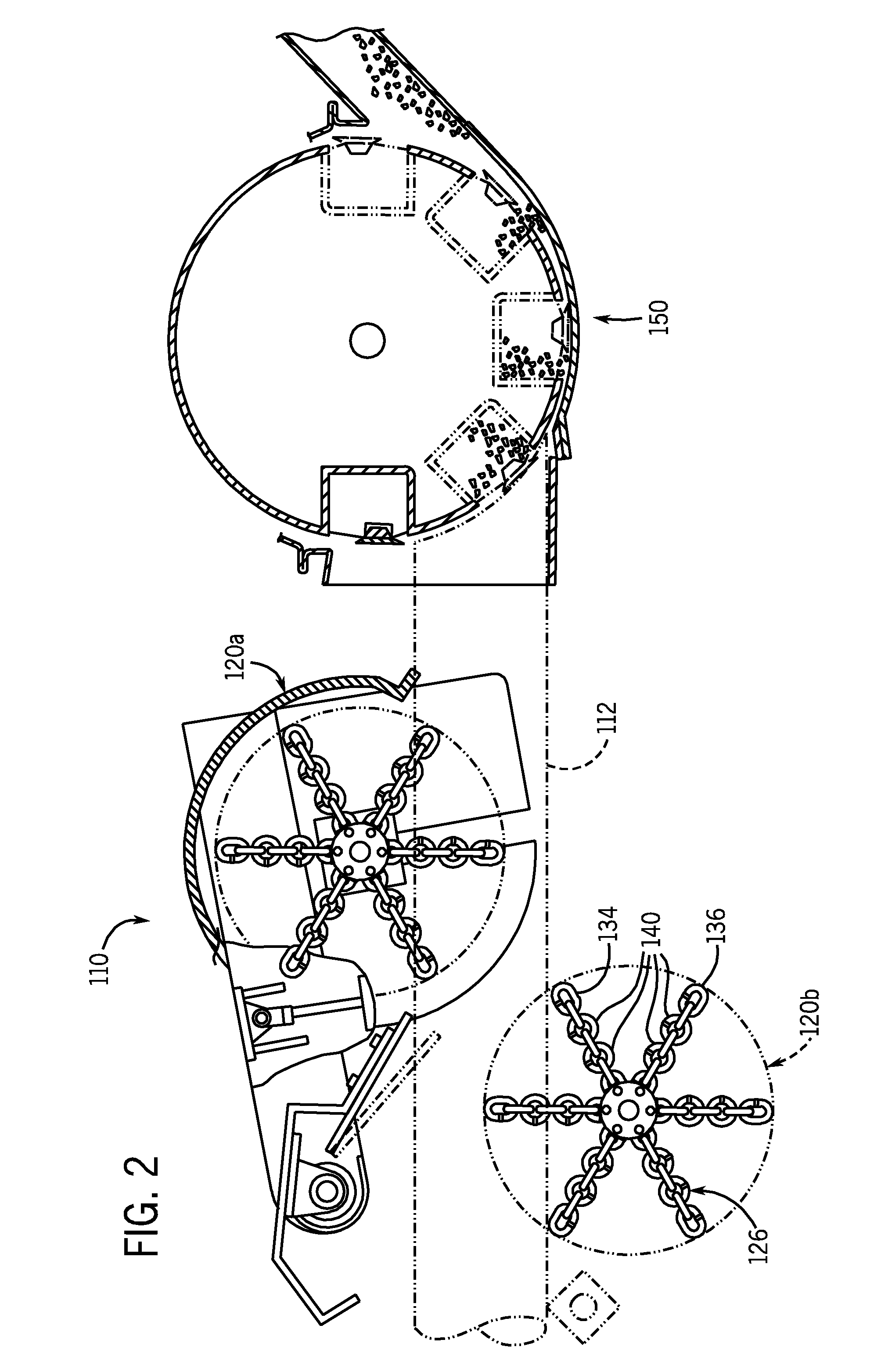 Debarking chain with passing links