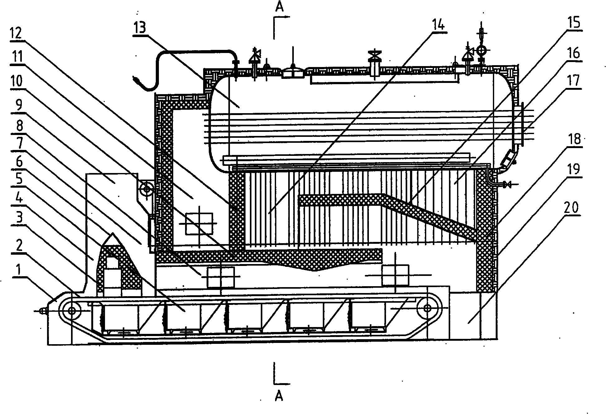 Biomass molding fuel gasification combustion boiler with mechanical travelling grate