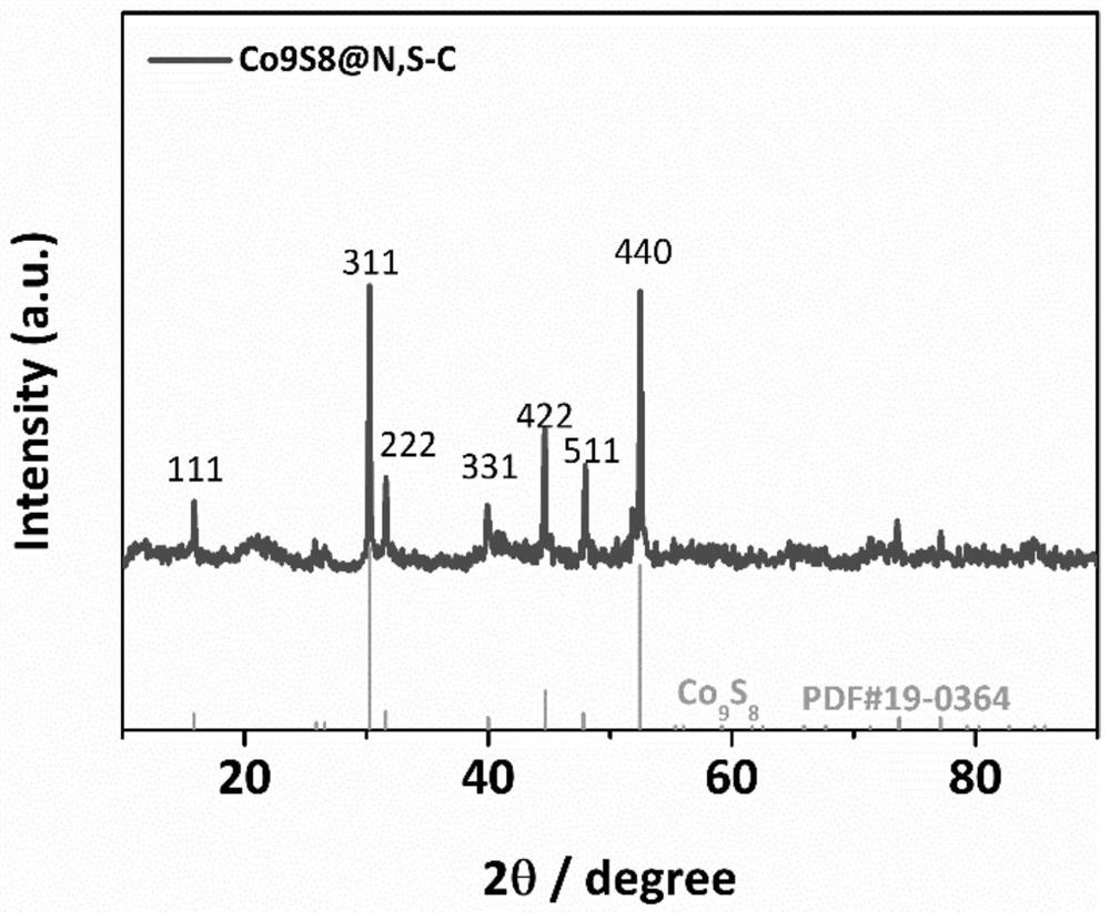Preparation method of nitrogen-sulfur co-doped carbon-coated transition metal nano sulfide electrochemical oxygen catalyst