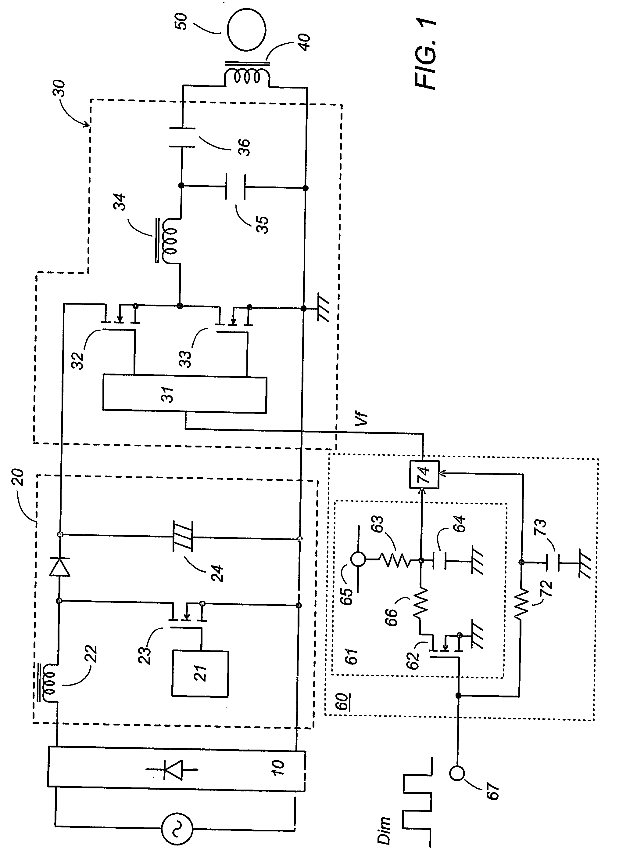 Dimmable ballast for an electrodeless discharge lamp