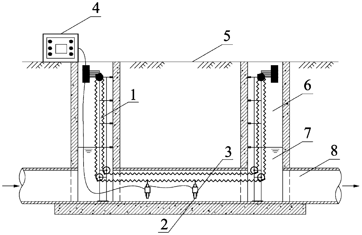 Rail type in-situ purification system for water discharge pipeline