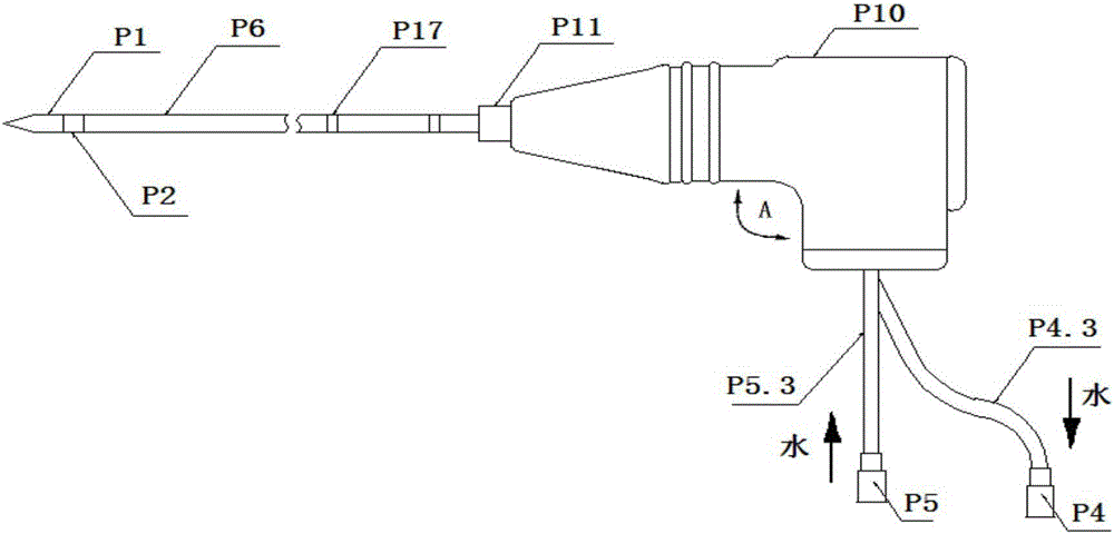 Ablation antenna with external pipeline