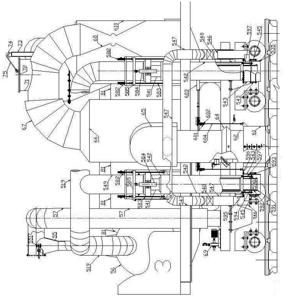 Internal suction type gas guide smoke recovery, combustion, smoke and dust removal multi-functional dual-purpose vehicle