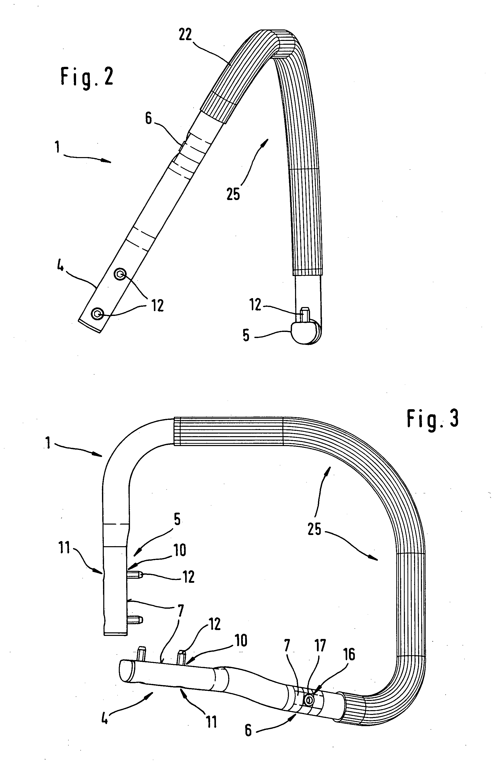 Tubular handle for a manually guided implement