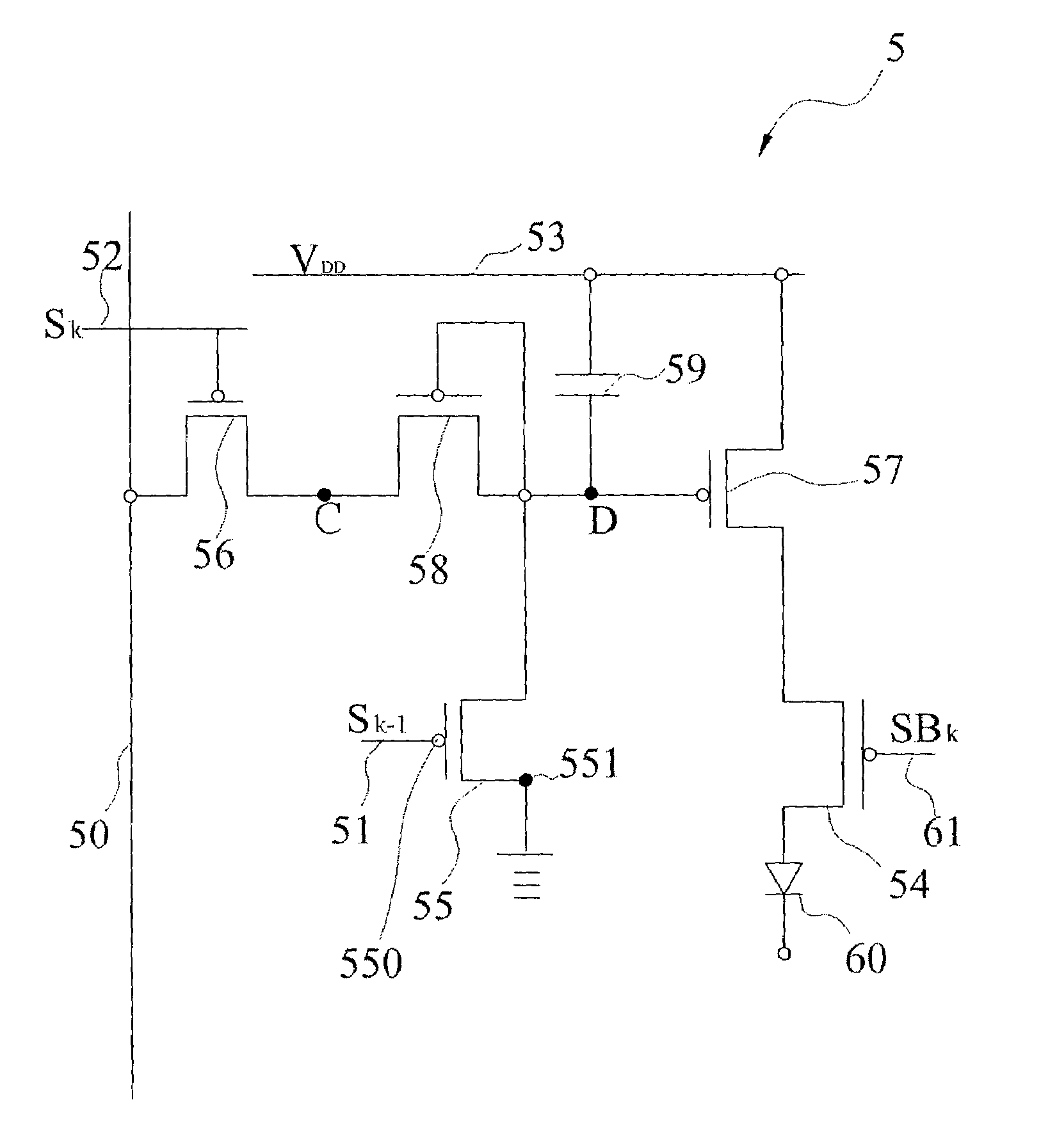 Pixel circuit for active matrix OLED and driving method